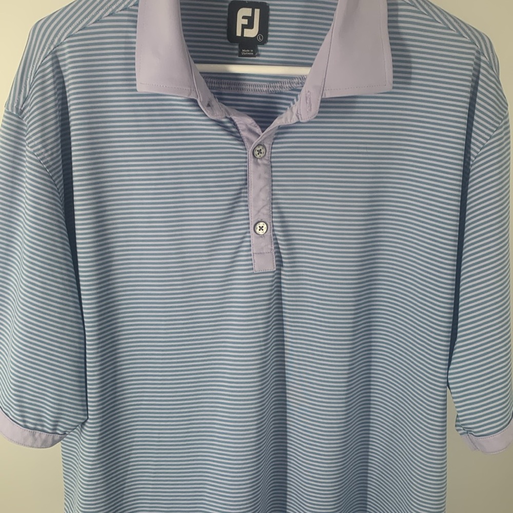 FootJoy shirt men’s striped collard polo size Large short sleeves golf